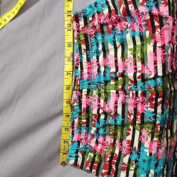 J Village Women's Knit Leggings Stripe Floral Pull On Aqua Pink Print-NWOT-OSFM - Picture 7 of 9